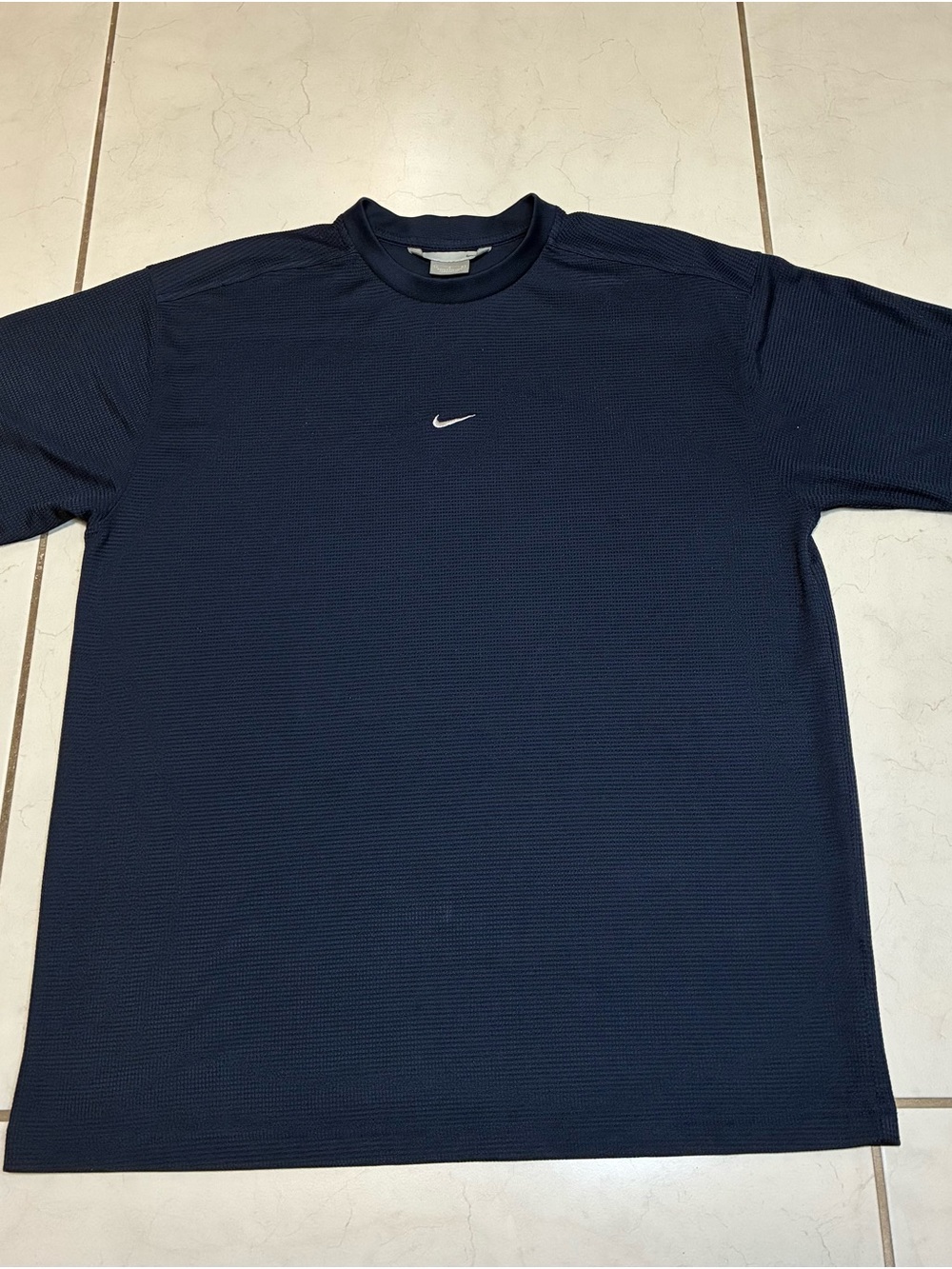Vintage Nike Center Swoosh Men L Navy Blue T Shirt 2000s Silver Tag Y2K